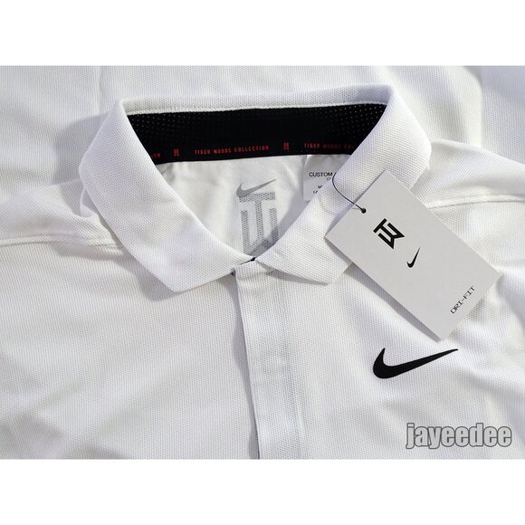 NIKE GOLF TIGER WOODS PIQUE POLO SHIRT CUSTOM ATHLETE EXCLUSIVE DR5314-100 WHITE - Picture 2 of 6